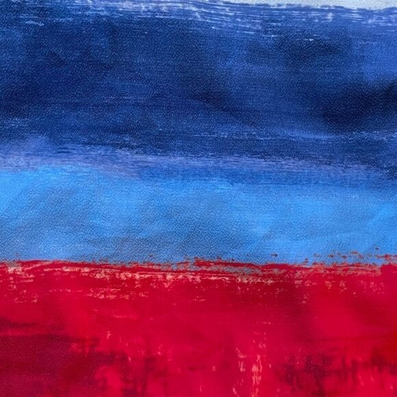 Lands' End Stretch Tee Flowy Red, White and Blue Impressionist Stripes - Picture 3 of 6